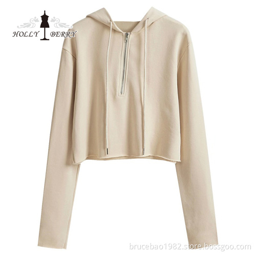 Fashion Oversized Plain Womens Short Sweatshirts Pullover Hoodies